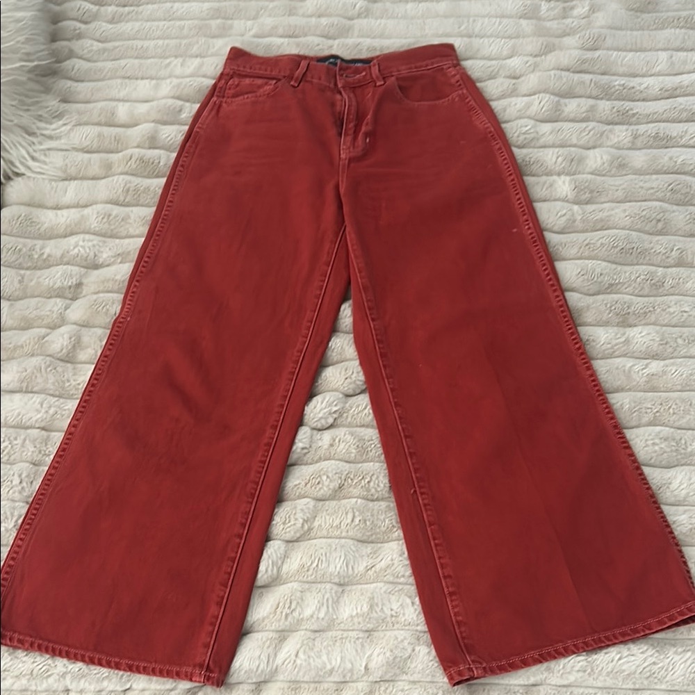 Veronica Beard Taylor crop Wide-Leg Red Jeans